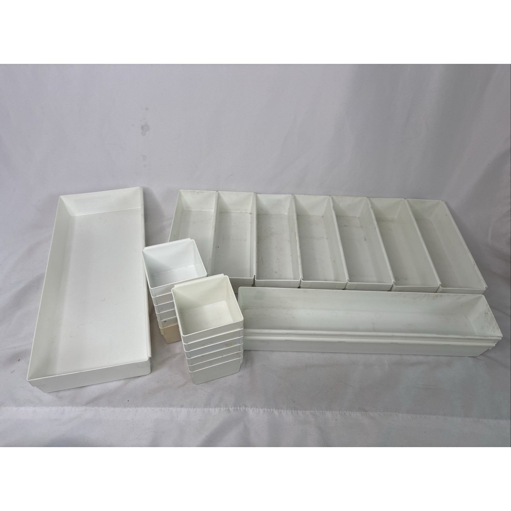 Rubbermaid Drawer Organizers Vintage Lot Of 22 White Interlocking READ